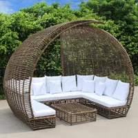 Kamp mobilya açık kanepe yatak avlu bahçe terası büyük rattan plaj yuvarlak yalan