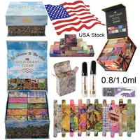 GCC 0.8ml 1ml Atomizers Gold Coast Clear Smokers Club Vapes Cartridges Packaging Ceramic Coil Empty Carts 510 Thread USA warehouse