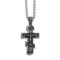 Pendant Necklaces Orthodox Religious Jesus Crucifix Pendants For Men Women Stainless Steel On The Cross Necklace Russian ScripturePendant