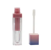 Botellas de brillo de labios cuadrados Vacentes Gradiente de plástico rosa plástico elegante Elegante lápiz labial recipientes cosméticos 5 ml