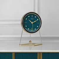 Corloges murales Creative Luxury Desk Clock Gold Metal Swing Table Silent Watch Living Room Home Pendululum Desktop Giftwall