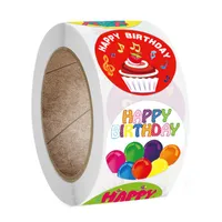 Embrulho de presente 100-500pcs 8 tipos de adesivos de feliz aniversário de 1 polegada Round Party embrulhando bolo de recortes de cartas de decoração de cartas