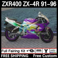 Zestaw Fairings dla Kawasaki Ninja ZX4R 400CC ZXR-400 1991 1992 1993 94 95 96 Body 12DH.78 ZXR 400 CC ZX-4R ZX 4R Craping ZXR400 91 92 93 1994 1995 1996 Body Purple White White White