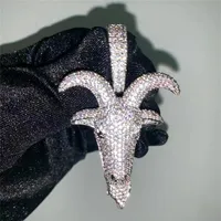 New Arrived Micro-inlaid Zircon Goat Head Pendant Necklace Iced Out Full Zircon Mens Hip Hop Jewelry Gift215K