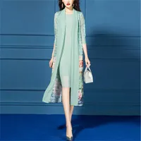 Mother Of The Bride Dresses Suit Long Sleeve Jacket 2020 New Arrival Formal Wedding Party Groom Mom Guest Wear Chiffon Plus Size205c