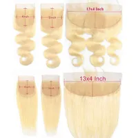 Wholesale 10pcs lot HD Transaparent Lace Closure Straight Raw Hair #613 Blonde 13*4 5*5inch Laces Top Closures 10"-20"
