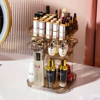 Opbergdozen bakken roteerbare make -up organisatoren cosmetische rek sieradencontainer make -up case houder tafel dressoir transparante boxstorage