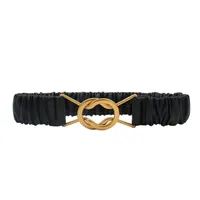 Fashion Lady Design Lambrpine pli élastique large courroie à double anneau ceinture rétro Black Retro Black 220614