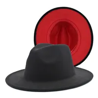 Moda tasarımcıları cimri ağzı şapkalar yabancı ticaret vintage yün bowler cap çift taraflı taklit yün renk eşleştirme keçe kapağı dişi düz açık fedora şapka kapakları