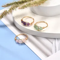 bagues en cristal d 'améthyste pour femmes bijoux pierres de guérison