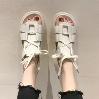 Harajuku Ulzzang Summer Platform Fisherman Sandals Women Fashion Beach Designer Shoes Roman Gothic Punk Black White Flats 220614
