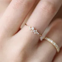 Wedding Rings Modyle Dainty Zircon Stone Finger Ring Gold Filled Stackable Engagement Fashion Bands For Women Minimalist JewelryWedding