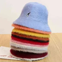2022 New Kangol Kangaroo Dome Angora Rabbit Hair Fisherman Hat Fashion Basin Hat INS 가을과 겨울 따뜻한 커플 모델