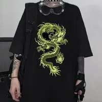 남자 티셔츠 남자 티셔츠 면화 tshirts harajuku dragon 여자 의류 y2k 탑 미학적 빈티지 팜므 스타일 대형 셔츠 맨스