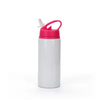 Thermal Transfer Water Bottles Drinking Cup Sport Tumblers DIY Sublimation Blank Aluminum Kettle with Straws KTS193