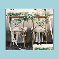 サッシチェアERSホームテキスタイルガーデンラジング結婚式の装飾手作り編まれたコットンコードボヘミア語の花嫁と新郎のバックバックハンガーの壁掛けデコ