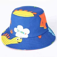 Algodão fofo de dinossauros de dinossauros desenho animado chapéu de balde bob infantil infantil criança meninos meninos meninas boné protetor solar chapéus panamá atacado 220513