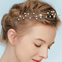 Headpieces Classic Wedding Bridal Hair Accessories Silver Gold Hiar Band Rhinestones And Pearls Headwear For Elegant Beautiful LadyHeadpiece