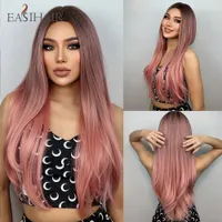 LX Brand Long Pink Wigs Straight Synthetic Wigs for Women Natural Hair Wig Heat Resistant Cute Party Cosplay Wigsfactory direct