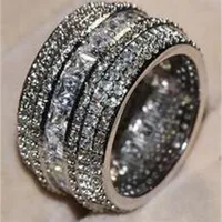 Diwenfu 100% S925 LAB MISSANITE POUR FEMMES Men Silver 925 Bijoux anillos de bandes de mariage Box Anel275G