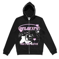 Y2K Zip up Hoodie women anime new graphics goth Sweatshirt Sport Coat Pullover grunge Gothic Long Sleeve Oversized hoodie jacket
