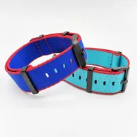 Watch Bands Design Seatbelt Nylon Striped Nato Strap 20mm 22mm Watchbands Men Sport Military Wrist Accessories Sky Blue Dark Deli22