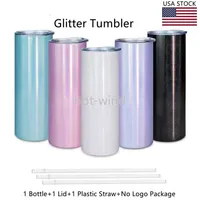 USA glitter in acciaio inossidabile doppia parete da 20 oz tazze olografica Glitter sublimazione Tumbler 0426