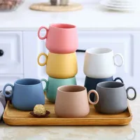 İçki Yazılımı Yaratıcı Gökkuşağı Seramik Kahve Kupa Pastel Renk Sevimli Çay Tulumbil Kupası Tazas De Cafe Bardak ve Kupalar Yenilik Latte Tumbler