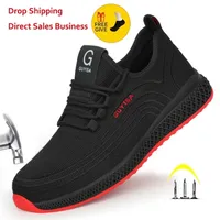 XPUHGM AIR MESH Steel Toe Work Work Work Termable Shoes Man Safety Lightweight Bracking Boots Drop 220628