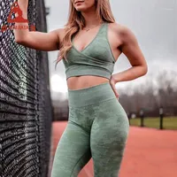 Kiwi Rata Seamless Yoga Set Women Sports Bra Set Crop Top Bra Legging Sportwear Workout Outfit Fitness Gym Suit Sets1208n