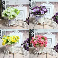 Decorative Flowers & Wreaths 1 PC Hand-woven Flower Basket Rattan Tricycle Planter Bike Bicycle Outdoor Garden Patio Object Storage Vase