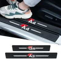 4PC Koolstofvezel Fabricr Deur Sill Protector Lederen Vinyl Stickers voor Audi A3 A4 A5 A6 A7 Q3 Q5 Q7 Sline Anti-Kras Refit Sticker