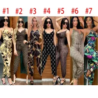 Spaghetti Strap Romper Jumpsuits Women Summer 2022 Letter Printing Casual V-neck Playsuit with A Belt Bodysuit Bulk Items Wholesale Lots Clothing Klw155-5