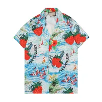 Europa Italia Hombres Hawaii Beach Trawberry Shake Print Shirt Casual Spring Summer Cool Hippocampus Hip Hop Manga de manga corta Tee
