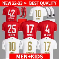 De Ligt Soccer Jersey 22 23 Sane Hernandez Bayern Munich Gnabry Goretzka Comman Muller Davies Kimmich 2022 2023 Joueurs de football Chirt Kid Kids Kit