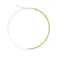 Chaines 5 mm Imitation Perles de graines de verre perlé Collier de surfeur d'été Girl Green Bohemian Fashion Boho Choker Bijoux présente