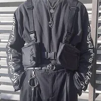 Bolsa de peito punk hip-hop tático de rua tático pacote unissex externo saco de colete funcional dois bolsos saco de plataforma de tórax 220513