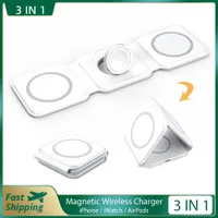 3 po en 1 pli magnétique Chargeur sans fil Stand Fast Wireless Charging Station pour iPhone 13 12 11 Pro Max Apple Watch AirPods Samsung Xiaomi Mi Huawei Smartphones