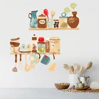 Kreative Küchenbedarf Muster Wandaufkleber Restaurantregal Dekoration Wallpaper Wanddekoration Abnehmbare Aufkleber 220607