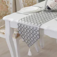 Elegante corredor de mesa simples simples mesa de moda círculo bordado bordado leito bandeira para casa jantar decoração 220414