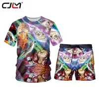 Funny 3D Cat Print Shirt Shirt و Shorts Suckout Suit Set Summer Summer Discual 2 قطعة ملابس العرق 220623