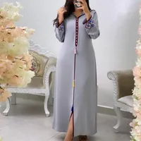 Sukienki swobodne Hijab Jellaba sukienki Kobiety haft kwiecisty z kapturem długim rękawem Dubai Kaftan Marokan 2022 Summer Mash