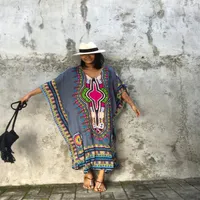 2017 여름 전통 아프리카 민족 의류 여성 아프리카 인 프린트 인쇄 대시 배트 윙 슬리브 드레스 아프리카 옷 인도 바 진 RI279F