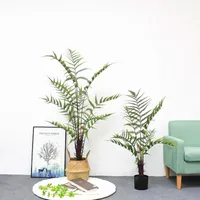 Flores decorativas coronas de 100-150 cm Grandes plantas artificiales en macetas fernas falsas hojas de helecho plástico planta de planta de hierba persa en maceta para