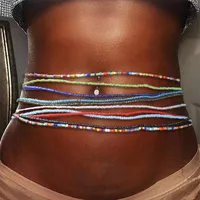 Boho Style Beads Waist Chain Elastic Colorful Beaded Bikini Belly Chains Summer Beach Body Jewelry for Women Girls Wholesale Price