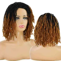 Dread Lock Wigs for Black Women Crochet Braided Short Curly Bob Synthetic 220712