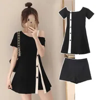 Spring Summer Autumn Woman Lady Fashion Casual Sexy Women Dress Female Party Two Piece VQ85