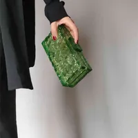 ワンダーラマークリーアアイスパターンボックスイブニングバッグ女性贅沢な透明なクラッチプロクスレディースアクリルクリスタルハンドバッグ