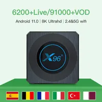 X96 x4 Android 11 TV Box Amlogic S905x4 четырехъядерная арматура ARM Cortex A55 BT4.1 Wi -Fi 2.4/5G с телешоу французской арабской Европы