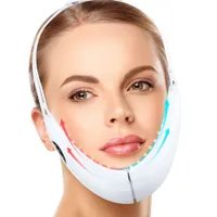 V Face Massager Red LED LED Therapy EMS الجهاز لرفع الوجه الوجه للتخفيف مزدوج الذقن المخفض المضاد للشيخوخة حزام الفك التمارين